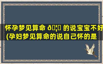怀孕梦见算命 🦉 的说宝宝不好(孕妇梦见算命的说自己怀的是 🐛 男孩)